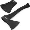 Camping Hatchet, 14" Camping Axe Throwing Axe for Outdoor Wood Splitting and Kindling, Forged Carbon Steel Heat Treated Survival Tool, Fiberglass Shock Reduction Handle with Anti-Slip Grip (1Pack)