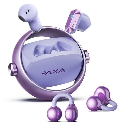 2 in 1 Clip on Open Ear Headphones Wireless Earbuds, 0 Delay Bluetooth 6.0, Ultra-long 140H Play, Auto L-R Recognition Touch Control, Hybrid Noise Reduction for Work Fitness Daily Use, Ctbuds Purple