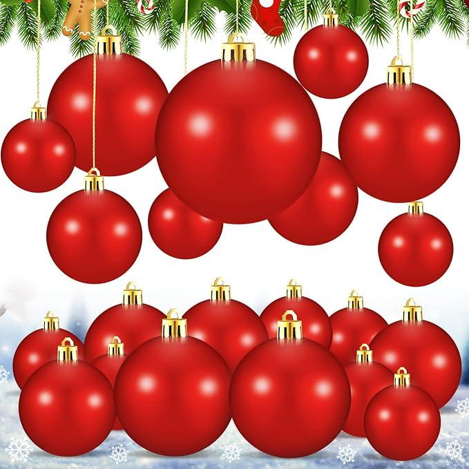 Marsui 24 Pcs Giant Christmas Balls Ornaments Extra Large Outdoor Black Christmas Ornament 8'' 6'' 3'' 2'' Large Xmas Balls Bulk Plastic Shatterproof for Xmas Tree Lawn Yard Porch (Frosted and Shiny)