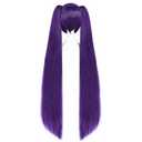 ANOGOL Hair Cap+ 48inch/120cm Long Purple Wig with Double Ponytails Dark Purple Lolita Wigs with Bangs Pigtail Wigs for Anime Cosplay Long Straight Synthetic Hair Halloween Costume Themed Party