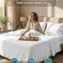 LANE LINEN Queen Sheet Set - 600 Thread Count Premium Soft Long Staple 100% Cotton Sheets, Hotel Luxury Sateen Silky Finish, Snug Fit 15" Deep Pocket, Low Pill, Machine Washable - White Sheets