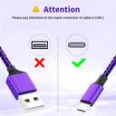USB C Multi Charging Cable, (2 Pack 4FT), 3 in 1 Charging Cable Nylon Braided Universal Charger Cable with Type-C, Micro USB,IP Port for iPhone16/15 Series/Cell Phones & Pads and Other Devices-Purple