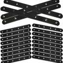 20Pack Straight Brackets Black, 6.5Inch 160MM Mending Plate Metal Brackets for Brace, Heavy Duty Joining Plates for Wood Fence Bookcase Cabinet, Straight Brace Repairing Mending Plates