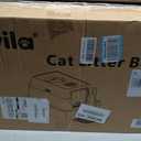 Extra Large Stainless Steel Litter Box with Lid, High Sided Enclosed Metal Cat Litter Pan, Dog Proof Front Entry Top Exit, Odor Control Easy Clean Leak Proof, Includes Mat, Scoop & Step, Black