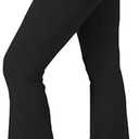 SATINA High Waisted Flare Leggings for Women - Bell Bottom Jeans, Hippy Pants - Buttery Soft Palazzo Yoga Pants with Versatile Sizing - Solid Black  (One Size)