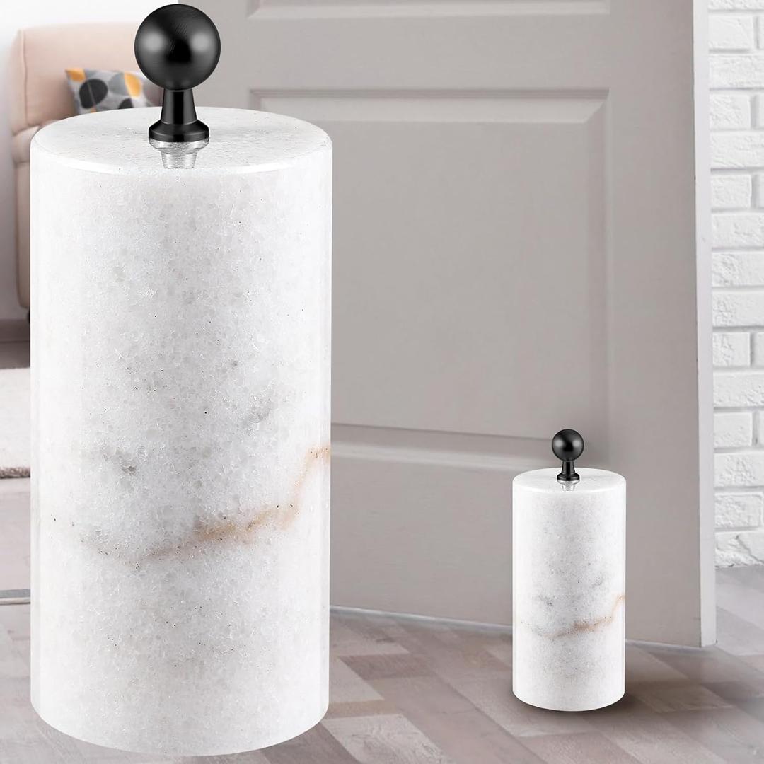 Marble Decorative Door Stoppers Solid Marble Heavy Duty Door Stops Natural Stone Modern Door Stop with Handle for Indoor or Outdoor Door 7.2''h x 3.54''d