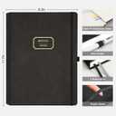 EMSHOI Meeting Notebook for Work with Sticky Tabs - 240 Pages, A4 Size Project Planner, PU Leather Meeting Agenda/Minutes Organizer for Women Men, Note Taking, Office & Business, 8.3"x11.7", Black