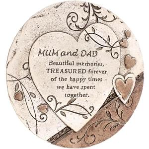 Mom and Dad Memorial Garden Stone, Durable Cement Outdoor Decorative Stones, Sympathy Gifts for Loss of Loved One, Remembrance Gift Memorial Stone Decor for Mom & Dad Grave Decorations for Cemetery