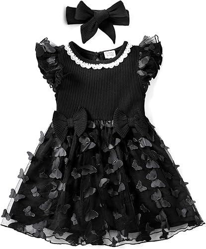 PATPAT Baby Girl Princess Dress Sleeveless Cotton Tutu Dress Infant Girls Splicing Mesh Ruffle Dress (3-6 Months, Pink Floral)