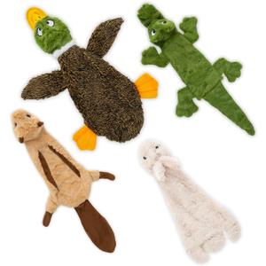 Best Pet Supplies Squeaky Dog Toys with Soft Durable Fabric for Small, Medium and Large Pets Interactive Toy for Indoor Play, Supports Active Biting and Play - 4 Figures, Small (Wild Duck, Hare, Squirrel & Alligator)