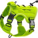 Heavy-Duty Tactical Dog Harness for Large Dogs, No Pull Adjustable Reflective Pet Vest with Molle System, K9 Military-Grade Control for Service Training, Outdoor & 10+ Breeds, Wild Lime, Small (S: Neck: 14-19'', Chest: 20-26'')