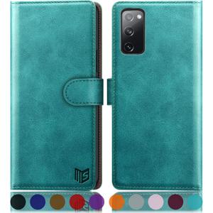 SUANPOT for T-Mobile Revvl V+/V Plus 5G with RFID Blocking Wallet case Credit Card Holder,Flip Book PU Leather Phone case Cover Cellphone Women Men for TMobile Revvl V+ 5G case Wallet Blue Green