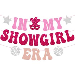 2 x In My Showgirl Era Banner - Pre-Strung & Adjustable The life of a Birthday Girl Theme Party Decor, For Bachelorette, Girls Night, Birthday Party Event