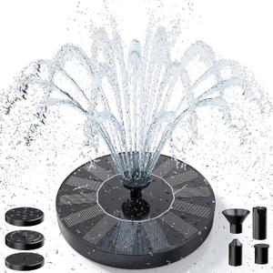 AMZtime 1.4W Solar Bird Bath Fountain with 4 Fixed Rods, Solar Fountain Pump with Upgraded Solar Panels, Solar Powered Floating Water Fountain Pump for Bird Bath, Ponds, Garden, Fish Tank and Outdoor