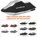 Jet Ski Cover Jetski Cover Compatible with Yamaha Seadoo, Trailerable Jet Ski Covers 2 3 Seater UV Resistant Waterproof Heavy Duty Jetski Covers with 2 Air Vents Suitable for PWC Lengths 115'' to 120"