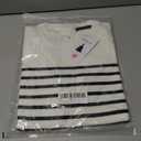 ZESICA Women's Casual Striped Tops Short Sleeve Crew Neck Ribbed Knit T Shirts Comfy Loose Basic Pullover Sweater (White, M)