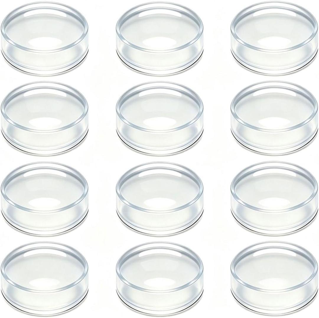 12pcs Door Knob Bumpers, Clear Door Bumpers for Reducing Noise | Door Handle Bumpers, Wall Protectors to Prevent Door Handle Damage Wall, Fridge Door Bumpers Cupboard Door Bumpers (15*15mm)