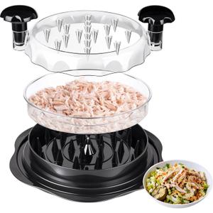 Chicken Breast Shredder, Chicken Shredder Tool Twist Large, Visible Meat Shredder Tool Twist with Separate Plate, Non-Slip Bottom, Ergonomic Handle, BPA free, Suitable for all kinds of Cooked Meat