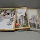 Set Of 3 Wild Woodland Nursery Animals Wall Art Decor 16x11 Inch Safari Foggy Forest Deer Bear Fox Posters Wood Framed Sign Jungle Children's Boys Girls Room Watercolor Prints Hang (Wood)