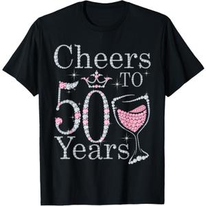 Cheers to 50 Years 1972 50Th Birthday Gift For Womens T-Shirt, Black, 1X