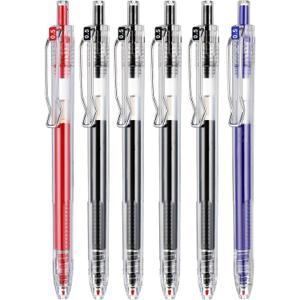 Colourcolor 6 pack Retractable Gel Pens Super Long Lasting 0.5mm Fine Point Gel Ink Roller Ball Journal Pens Smooth Writing Large Capacity, Back to School