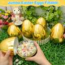 12 PCS 6" Jumbo Golden Plastic Easter Eggs Fillable , Giant Empty Easter Eggs Fillable Bright Gold Metallic Egg for Kids Boys Girls Classroom Prizes Easter Basket Stuffers Party Favors