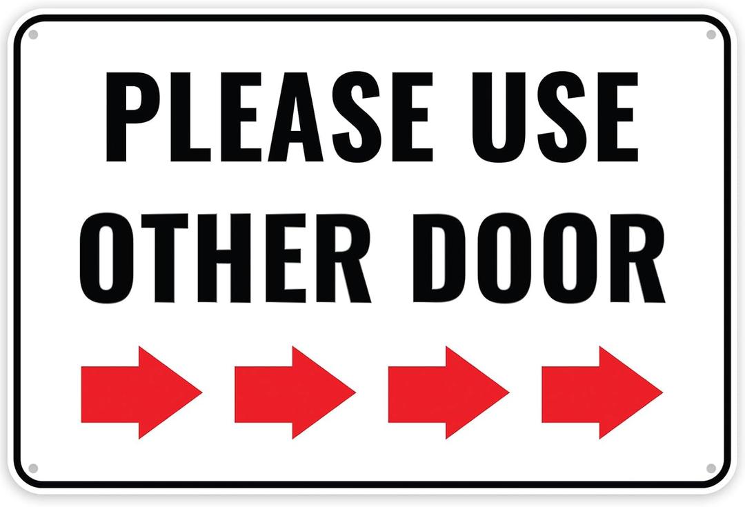 1PC Please Use Other Door Sign Right, 12 x 8 Inches - Aluminum - Other Entrance Sign Arrow