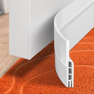 Holikme Door Draft Stopper Under Door Draft Blocker Insulator Doors Sweep Weather Stripping Noise Stopper Strong Adhesive, White (41 Inch)