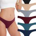 ANZERMIX Women's Breathable Cotton Thong Panties Pack of 6 (Medium)