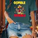 Thanksgiving Shirts for Women Gobble Til You Wobble T Shirt Gobble Turkey Short Sleeve Graphic Tee Tops (S)