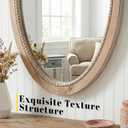 sawsile Oval Wood Mirror,20x30 inch Rustic Farmhouse Natural Wooden Frame Boho Beads Wall Mirror for Bathroom,Living Room,Bedroom or Entryway
