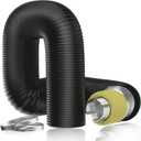 Hon&Guan 6'' Insulated Flexible Duct - 8 FT Noise Reducer Hose, Insulated Duct for Exhaust Fan Ductwork Insulation, Heating & Cooling HVAC Ventilation with 2 Clamps, Black