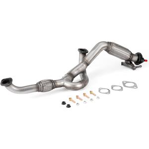 100% Stainless Steel Front Exhaust Pipe Y Pipe OEM Style Replacement + Gasket + Bolt Kit Compatible with Hyundai Santa Fe 2007-2009 2.7L/3.3L OE#28610-2B150 OE#28610-0W350 HS01F