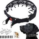 No Pull Dog Collar, Prong Collar for Small Medium Large Dogs, Pinch Collar for Dogs with Quick Release Buckle, Prong Collar Cover, Extra Links, Safety Clip, Rubber Tips