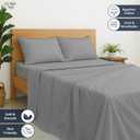Cottington Lane Premium Quality 100% Egyptian Cotton 4 Piece Queen Size Bed Sheet Set Fits 12 inch Deep Pocket Mattress, Naturally Cool, Soft & Durable Luxury Bedding, Silver Grey Solid