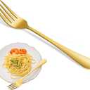 Gold Dinner Forks Set, 8-Piece 8 Inch PVD Gold Stainless Steel Cutlery Forks,Golden Metal Fork for Home Party Or Wedding,Dishwasher Safe Golden Table Fork Set