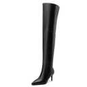 SKYSTERRY Black Thigh High Boots for Women Stiletto High Heel Pointed Closed Toe Long Boots Sexy Side Zipper Work Party Shopping Fall Tall Boots Size 8