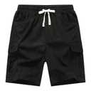 Buytop Boy's Corduroy Hiking Cargo Shorts Lightweight Kids Workout Shorts Casual Elastic Waistband Drawstring Girls Jogging Short with Multi Pockets(W1566Black-14)