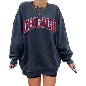 Langwyqu Women's Oversized Sweatshirt Los Angeles California Crewneck Long Sleeve Casual Loose Pullover Tops (Large, 9# Navy)