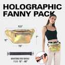 Holographic Fanny Pack Belt bag - Crossbody Waist Bag for Men or Women - Hands-Free, Waterproof Large Bumbag for Hiking, Running, and Travel (Gold)