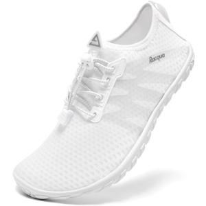 Racqua Womens Water Shoes Quick Dry Barefoot Beach Swim Shoes Lightweight Surfing Diving Kayaking Yoga Sports Aqua Shoes White 6.5 Women/ 5.5 Men