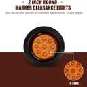 10PCS 2" Inch Round Amber Trailer LED Side Marker Clearance Lights Kit Waterproof 9 LED w/Grommets and 2 Prong Pigtails for 12V Truck Trailer RV Van Boat