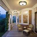 24W LED Motion Sensor Outdoor Ceiling Light, 12IN 2700K/3000K/3500K/4000K/5000K Adjustable Ceiling Lights, Dusk to Dawn Flush Mount LED Ceiling Light Fixture for Porch, Entryway, Garage