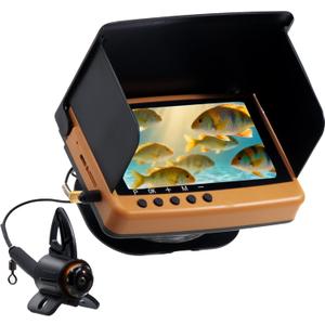 Underwater Camera Fish Finder: 108oP HD Waterproof for Ice/Lake/Sea Fishing| Portable Depth Finders for Boats & Kayaks|Display for Murky Water Conditions (yellow)