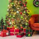 RoundFunny 12 Pcs Christmas Ball Ornaments 2.36 Inch Ornaments Glittering Plastic Hanging Decorations Elf Balls Swirl Candy Cane Peppermint Red and Green Christmas Tree Pendants for Xmas Tree Decor