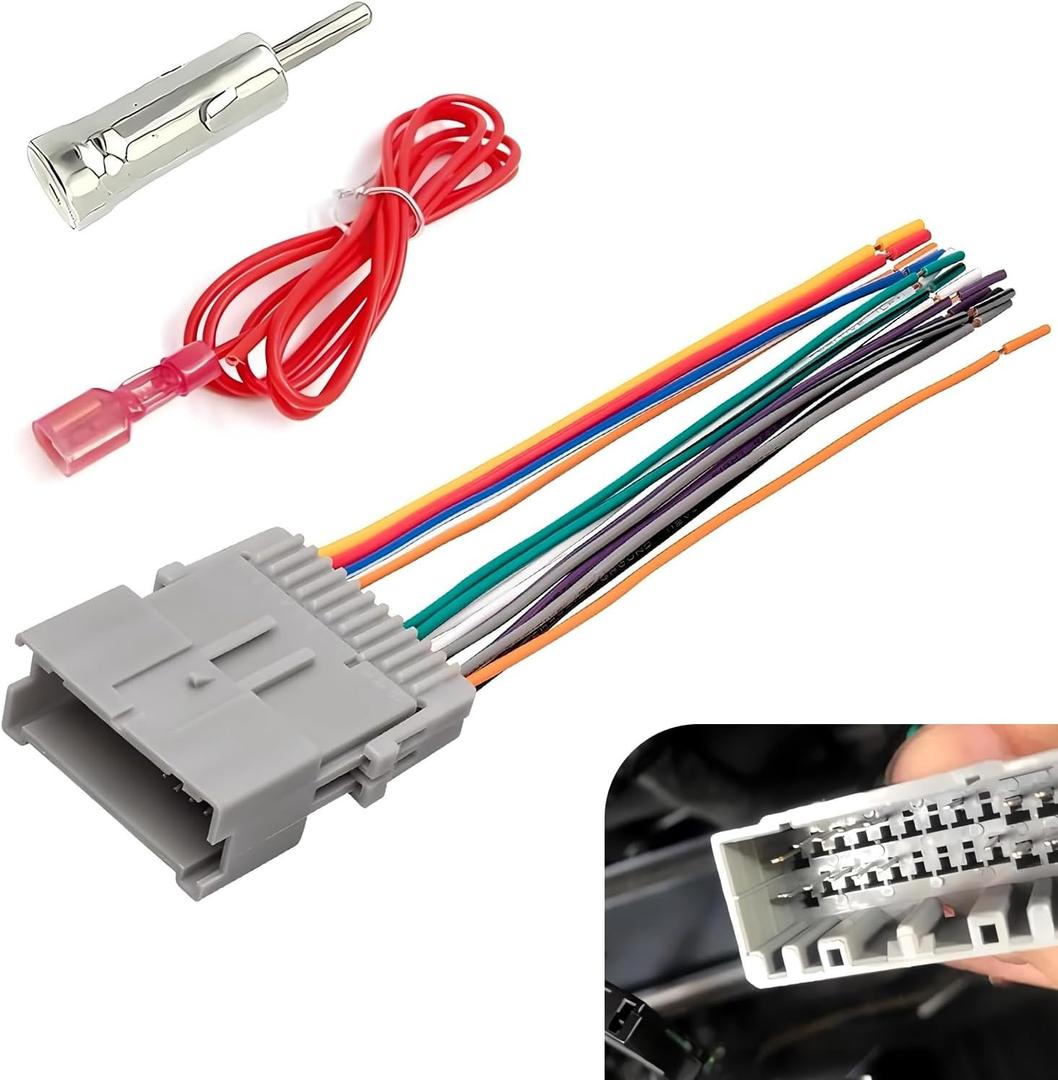 WZP Car Audio Wiring Harness, Radio Adapter Wiring Harness Kit with Antenna Adapter Connector, Compatible with Chevy Hummer Buick Suzuki (Multicolored)
