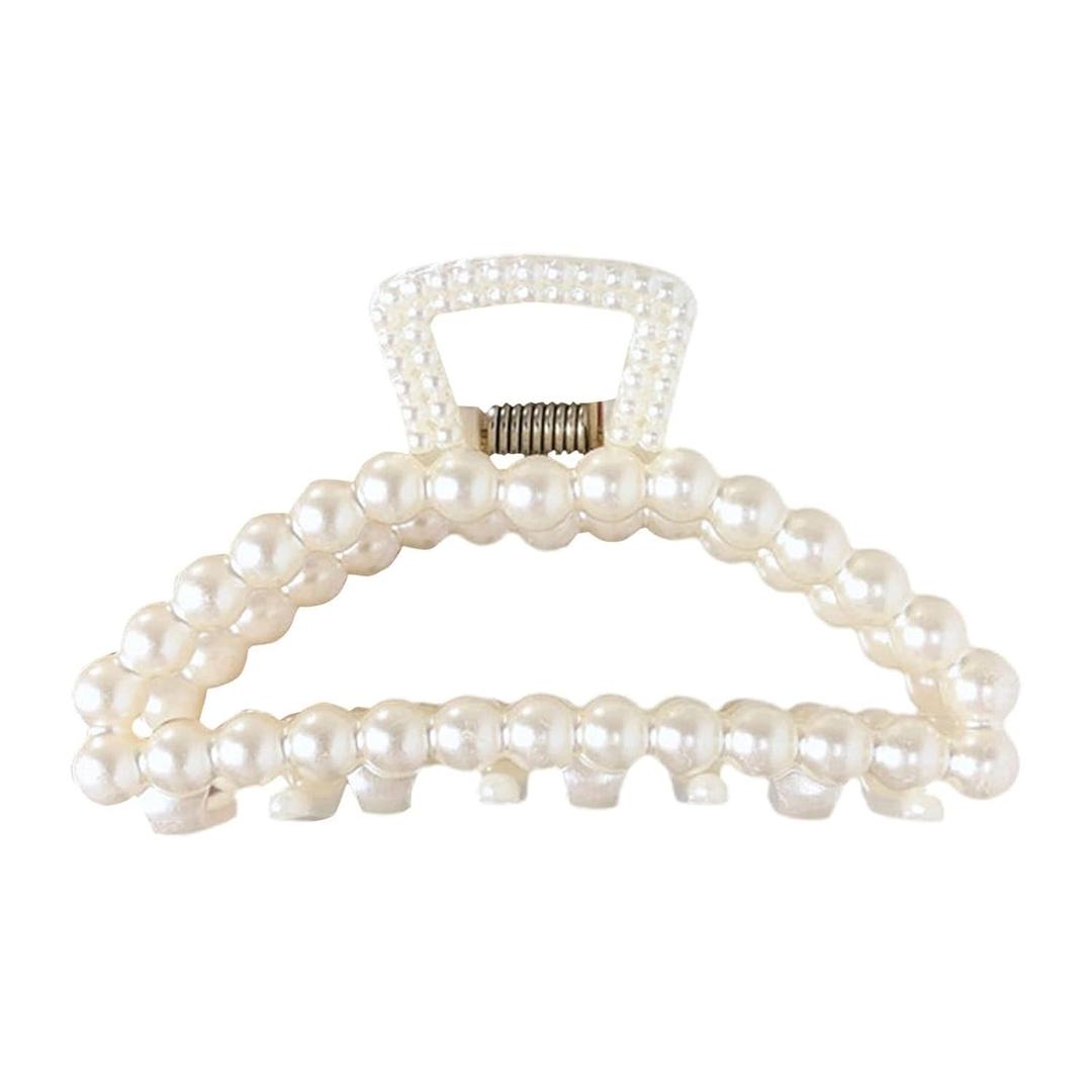 1Pc White Large Hair Clip for Thick Hair, Girls Claw,Big Hair Clips Hair Claws for Thin, Hair Claws Clips For Hair,Faux Pearl Claw Clips,Neutral Hair Clips Large Jaw Clip
