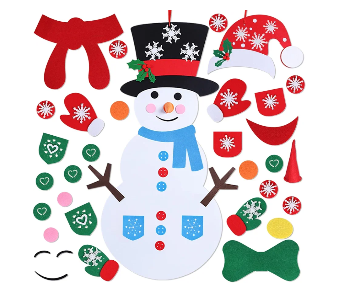 Max Fun Diy Felt Christmas Snowman Games Set with 58Pcs Crafts kit Wall Hanging Xmas Gifts for Christmas Winter Holiday Party Decorations (Snowman)