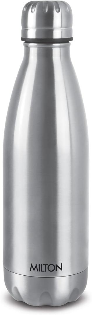 Milton Insulated Water Bottle 1 Liter, Stainless Steel Double Walled Vacuum for 24 Hours Hot and Cold with Cover, Leakproof, BPA Free, Thermosteel Duo-DLX 1000 (34 oz) Silver