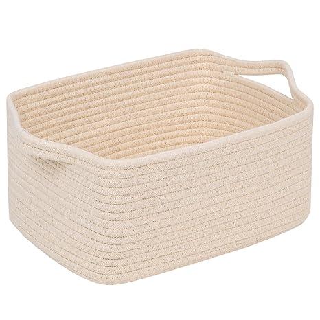 CubesLand Cube Storage Organizer Basket Bin, Cube Shelf Shelves Cotton Rope Basket, Durable Woven Rectangular Basket for Organizing, Nursery Toys Basket, 14x10x7.08IN Beige Basket CubesLand Cube Storage Organizer Basket Bin, Cube Shelf Shelves Cotton Rope Basket, Durable Woven Rectangular Basket for Organizing, Nursery Toys Basket, 14x10x7.08IN Beige Basket